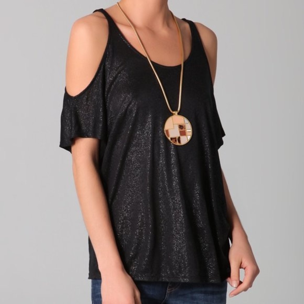 NWT Soft Joie Foil Cold Shoulder Metallic Top S